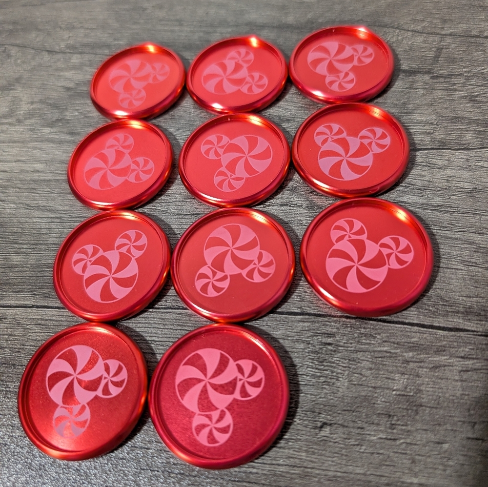 The Daily Grind Red Metal Mickey Disney Peppermint Christmas Planner Discs